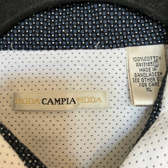 Campia Moda Men’s Short Sleeve Button Up Shirt White Small Navy Dots XL - Picture 5 of 7